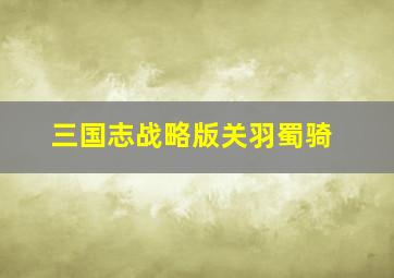 三国志战略版关羽蜀骑