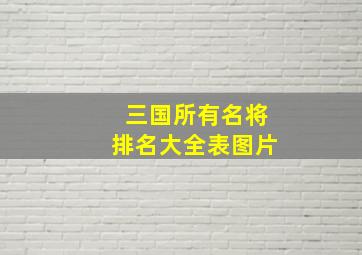 三国所有名将排名大全表图片