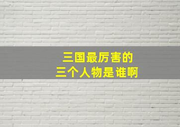 三国最厉害的三个人物是谁啊