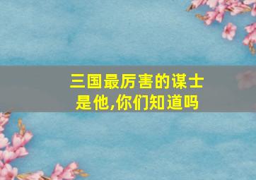 三国最厉害的谋士是他,你们知道吗