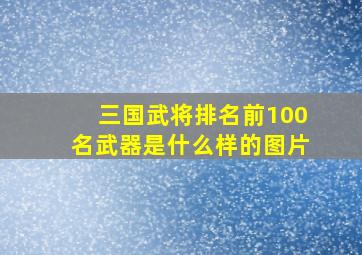 三国武将排名前100名武器是什么样的图片