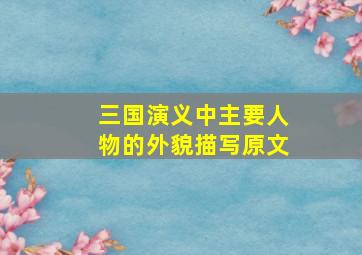 三国演义中主要人物的外貌描写原文