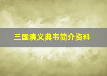 三国演义典韦简介资料