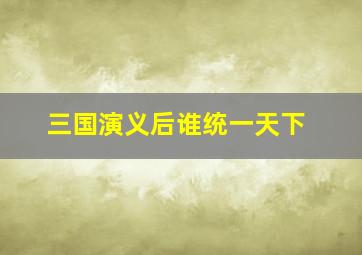 三国演义后谁统一天下