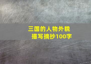 三国的人物外貌描写摘抄100字