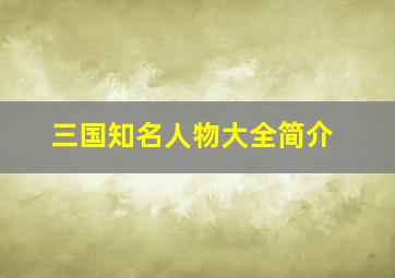 三国知名人物大全简介