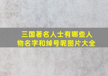 三国著名人士有哪些人物名字和绰号呢图片大全