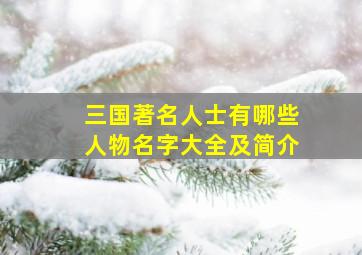 三国著名人士有哪些人物名字大全及简介