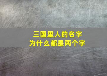 三国里人的名字为什么都是两个字