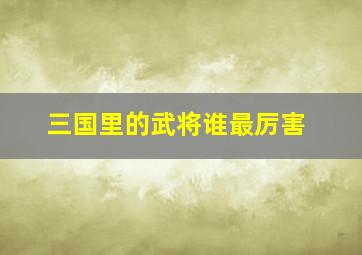 三国里的武将谁最厉害