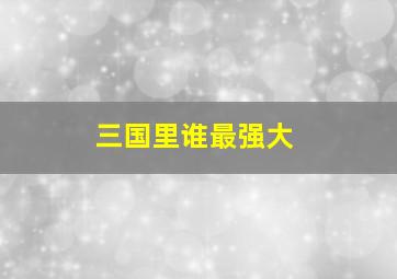 三国里谁最强大