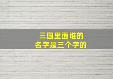 三国里面谁的名字是三个字的