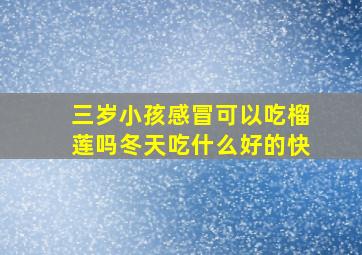 三岁小孩感冒可以吃榴莲吗冬天吃什么好的快