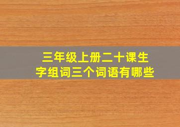 三年级上册二十课生字组词三个词语有哪些