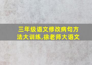 三年级语文修改病句方法大训练,徐老师大语文