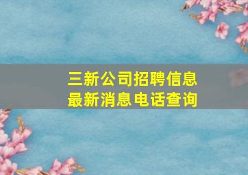 三新公司招聘信息最新消息电话查询