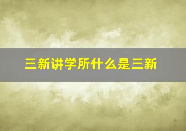 三新讲学所什么是三新