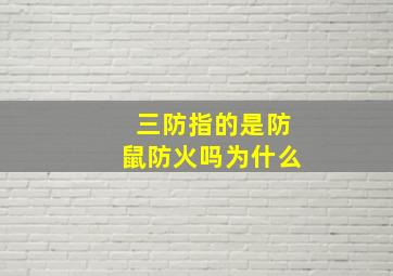 三防指的是防鼠防火吗为什么