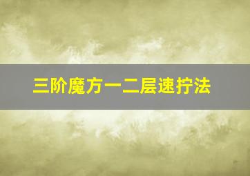 三阶魔方一二层速拧法