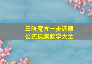 三阶魔方一步还原公式视频教学大全