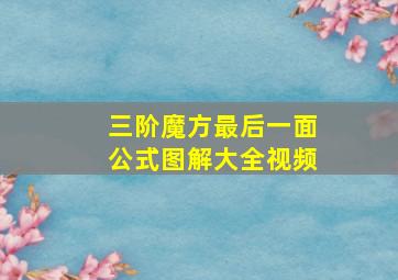 三阶魔方最后一面公式图解大全视频