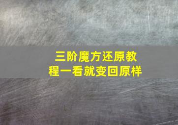 三阶魔方还原教程一看就变回原样