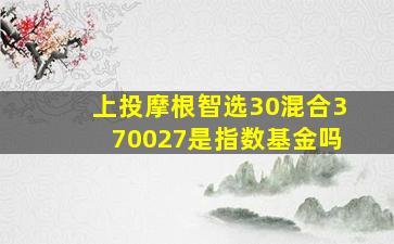 上投摩根智选30混合370027是指数基金吗