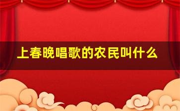 上春晚唱歌的农民叫什么