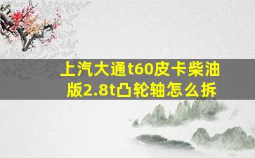 上汽大通t60皮卡柴油版2.8t凸轮轴怎么拆