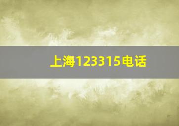 上海123315电话