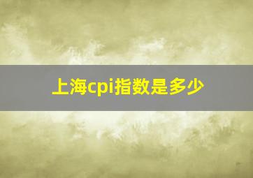 上海cpi指数是多少