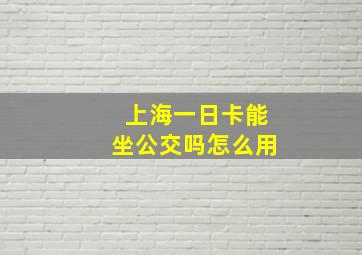 上海一日卡能坐公交吗怎么用