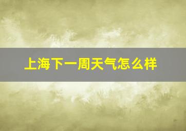 上海下一周天气怎么样