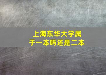 上海东华大学属于一本吗还是二本