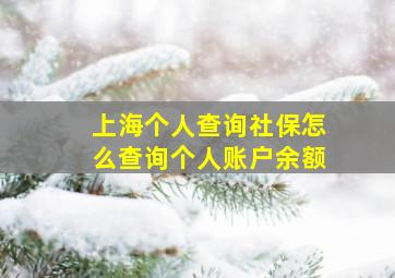 上海个人查询社保怎么查询个人账户余额