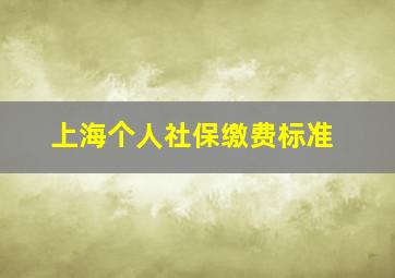 上海个人社保缴费标准