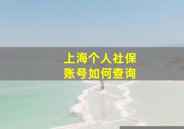 上海个人社保账号如何查询