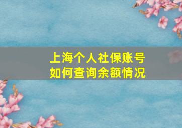 上海个人社保账号如何查询余额情况