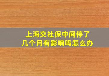 上海交社保中间停了几个月有影响吗怎么办