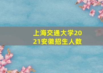 上海交通大学2021安徽招生人数