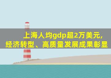 上海人均gdp超2万美元,经济转型、高质量发展成果彰显