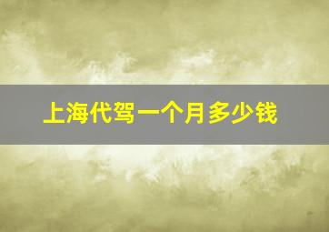 上海代驾一个月多少钱