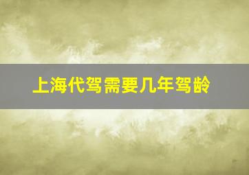 上海代驾需要几年驾龄