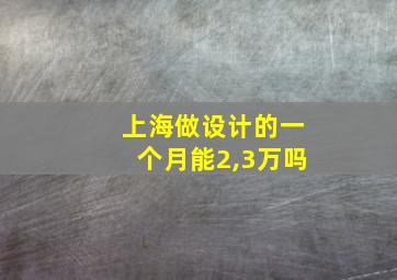 上海做设计的一个月能2,3万吗