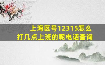 上海区号12315怎么打几点上班的呢电话查询