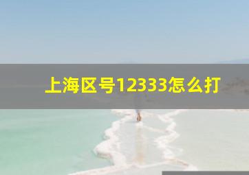 上海区号12333怎么打