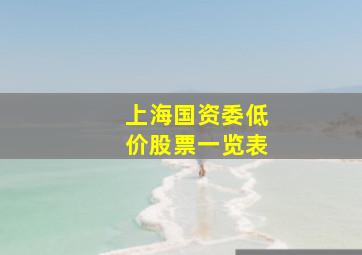 上海国资委低价股票一览表