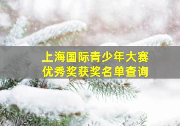 上海国际青少年大赛优秀奖获奖名单查询