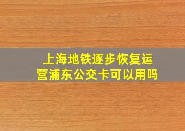 上海地铁逐步恢复运营浦东公交卡可以用吗