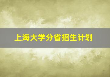 上海大学分省招生计划